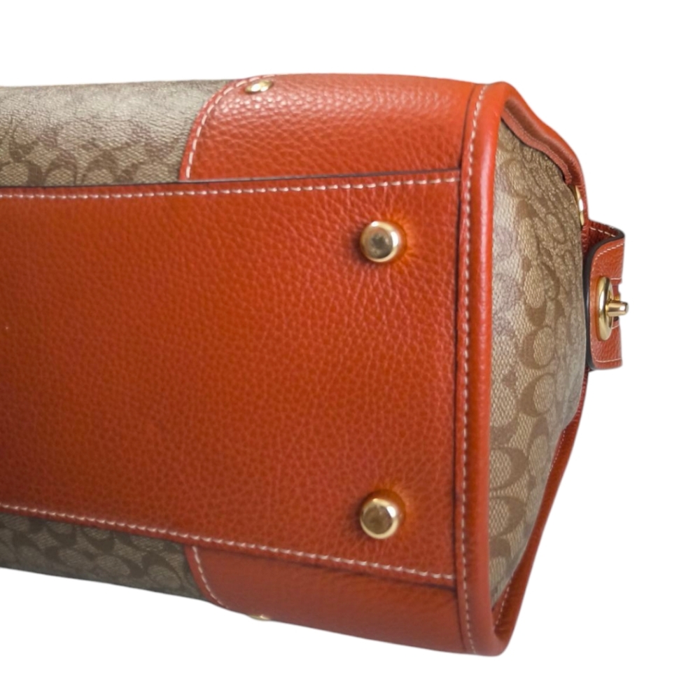 Coach Millie Satchel in Colorblock - Signature C Khaki and Terracotta - Picture 8 of 14